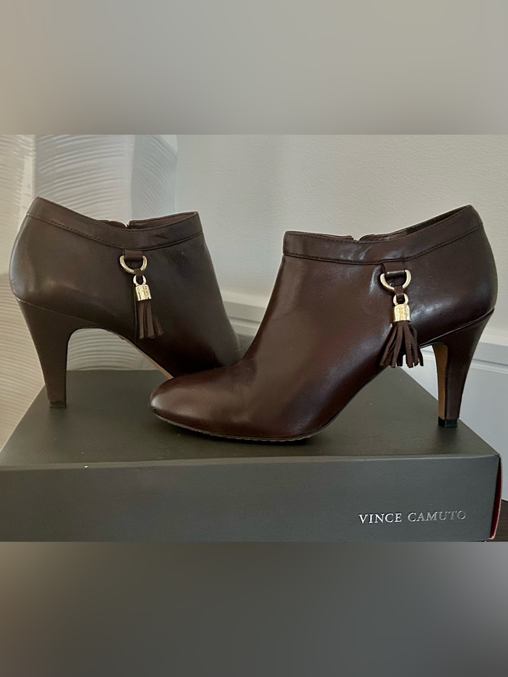 Vince Camuto Chocolate Brown Heeled Ankle Boots